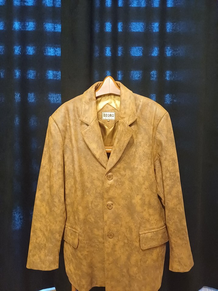 Vintage Erkek Deri Kahverengi Ceket - Görsel 4