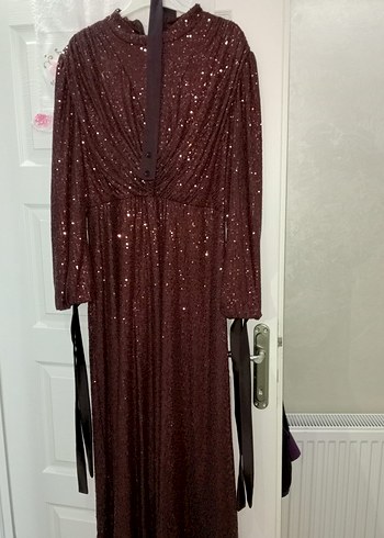 Bordo Drapeli Uzun Abiye Elbise - Görsel 2