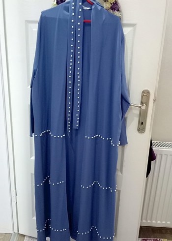 Mavi Uzun Kollu Salaş Kadın Elbise - Görsel 2