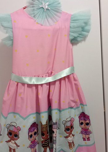 Pembe Kız Çocuk Elbise Rüya Desenli - Görsel 2