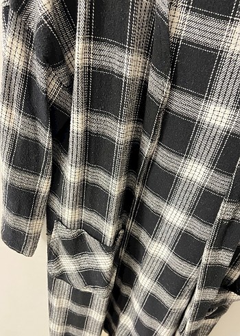 Uzun Ekose Desenli Kadın Kaban - Görsel 2