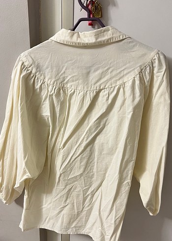 Kadın Beyaz Keten Düğmeli Bohem Gömlek - Görsel 3