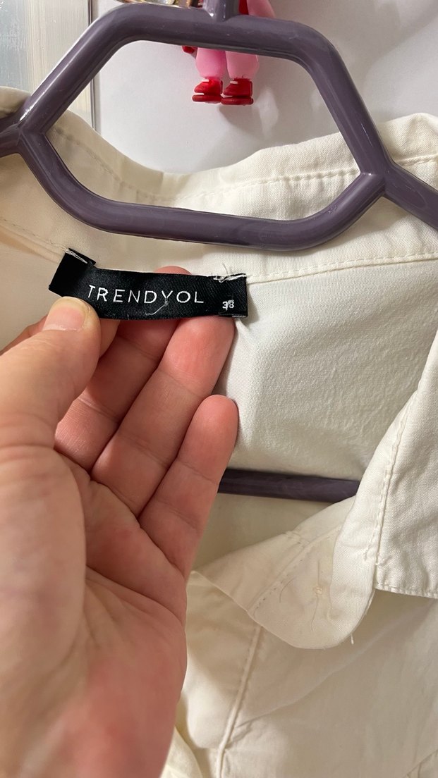 Kadın Beyaz Keten Düğmeli Bohem Gömlek - Görsel 2