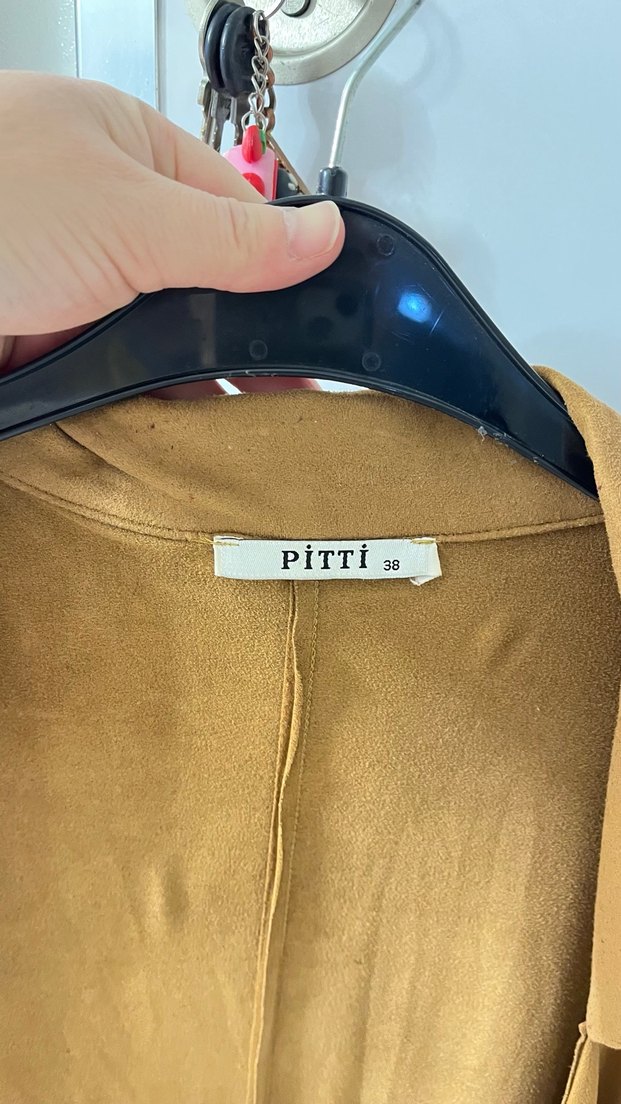 Bej Uzun Süet Kadın Trençkot - Görsel 3