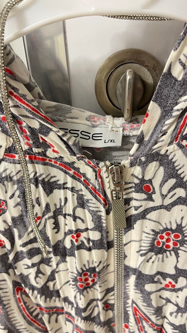 Bohem Zincir Detaylı Desenli Gri Hamile Tunik - Görsel 3