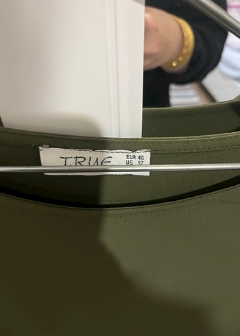 40 Beden Kadın Haki Midi Tunik Fırfırlı Kol Detaylı