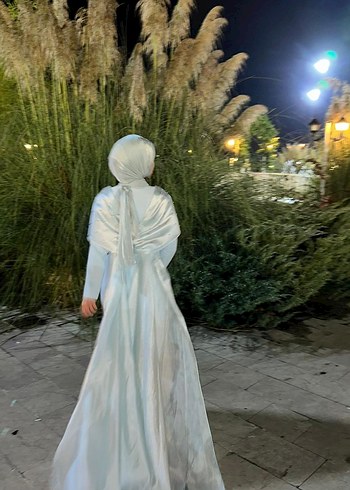 Uzun  Drape Detaylı Tesettür abiye - Görsel 3