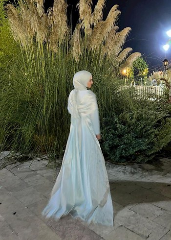 Uzun  Drape Detaylı Tesettür abiye - Görsel 4