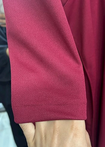 Uzun Kırmızı Drapeli Kadın Elbise - Görsel 5