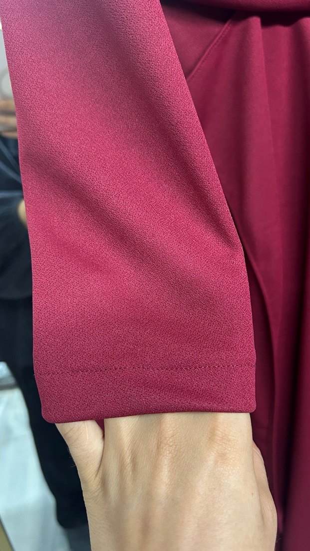 Uzun Kırmızı Drapeli Kadın Elbise - Görsel 5