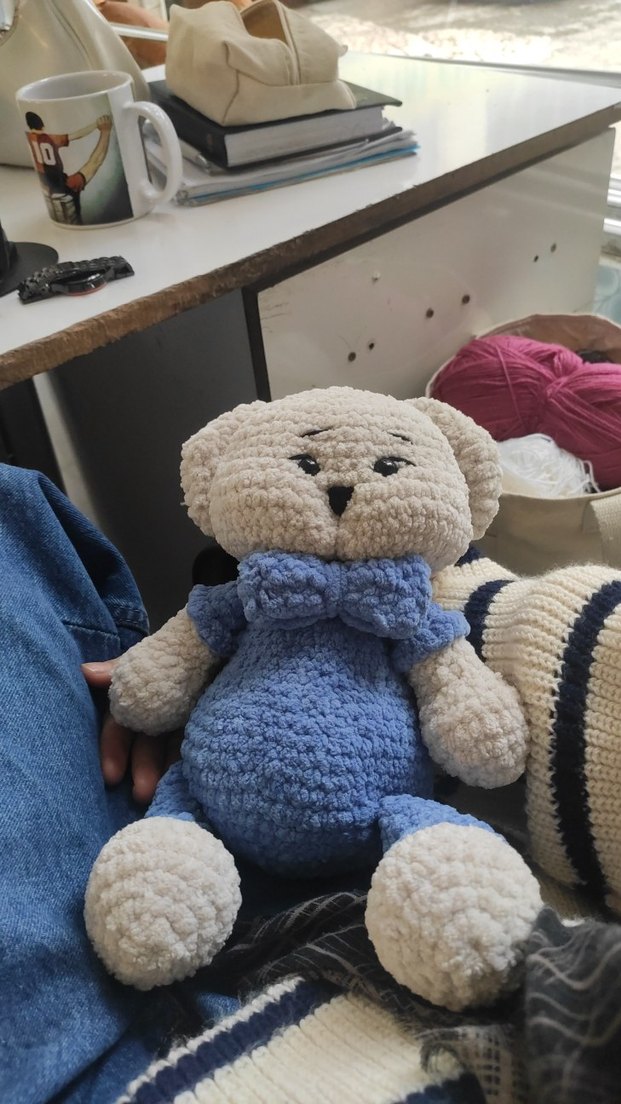 Pastel Mavi Peluş Ayıcık Oyuncak - Görsel 2