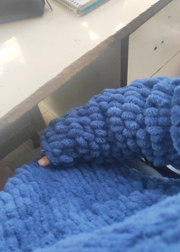 Kadın Mavi Örgü hırka - Görsel 5