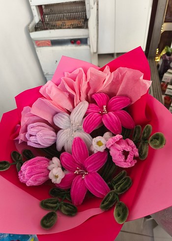 Bohem Tarzda Renkli Kadife Çiçek Buketi - Görsel 2