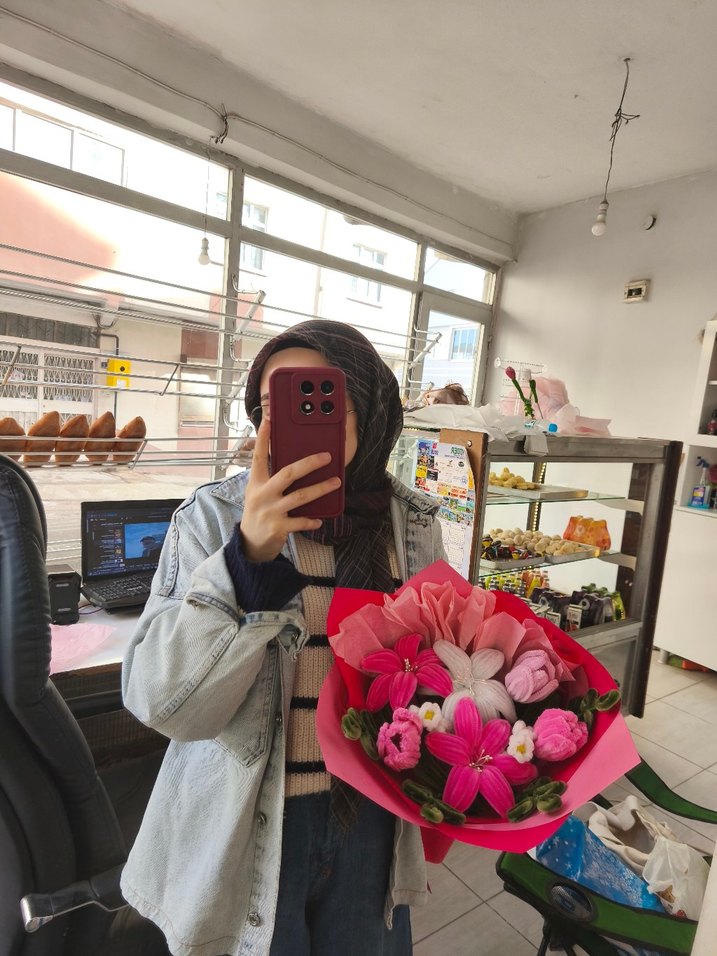 Bohem Tarzda Renkli Kadife Çiçek Buketi - Görsel 3