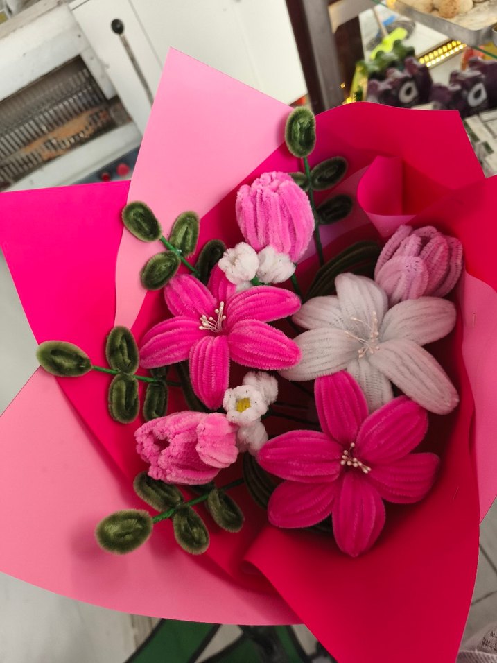 Bohem Tarzda Renkli Kadife Çiçek Buketi - Görsel 5