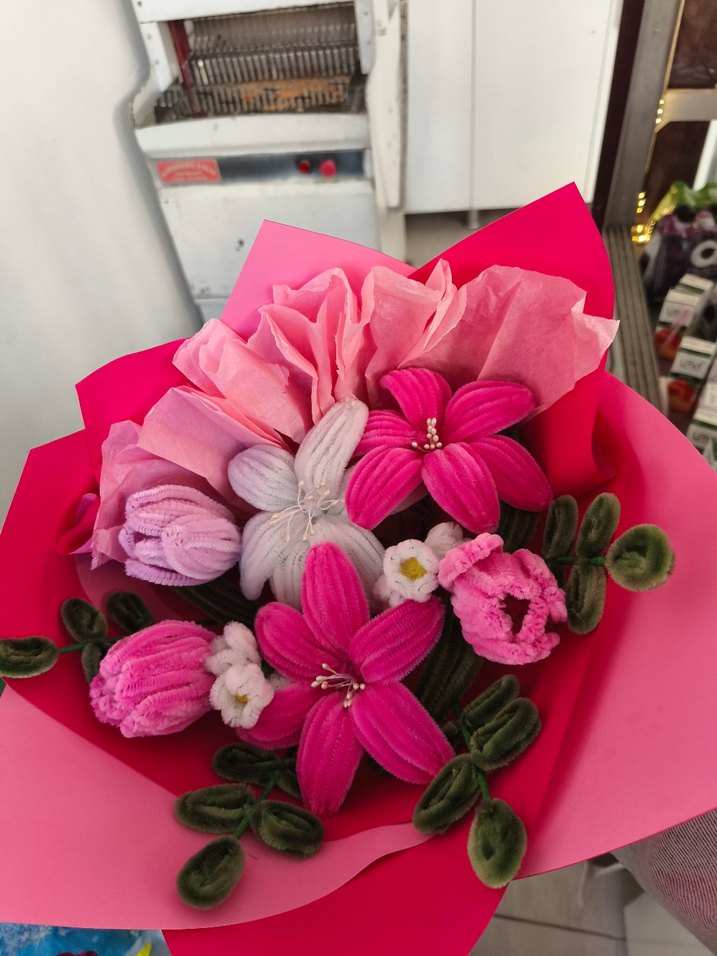 Bohem Tarzda Renkli Kadife Çiçek Buketi - Görsel 2