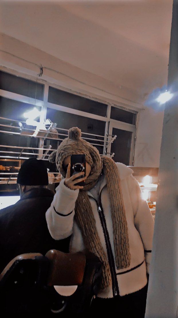 bej Boğazlı Triko Atkı ve Şapka Seti - Görsel 2