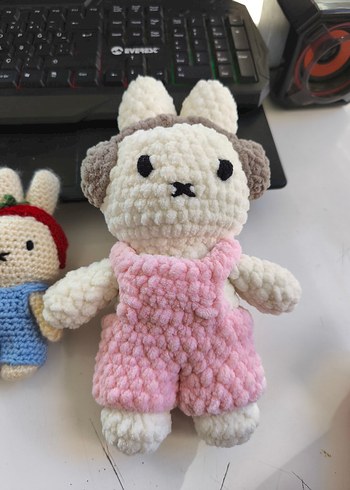 Pembe Tulumlu Yumuşak Tavşan Oyuncak - Görsel 4