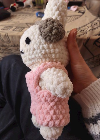 Pembe Tulumlu Yumuşak Tavşan Oyuncak - Görsel 3