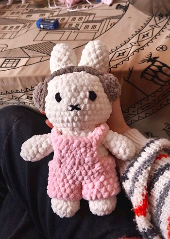 Pembe Tulumlu Yumuşak Tavşan Oyuncak - Görsel 7