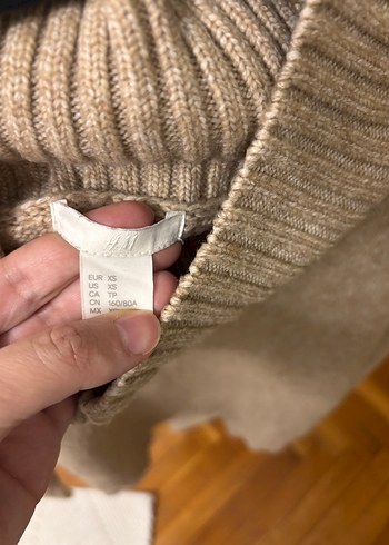 H&M Bej Boğazlı Kadın Triko Kazak