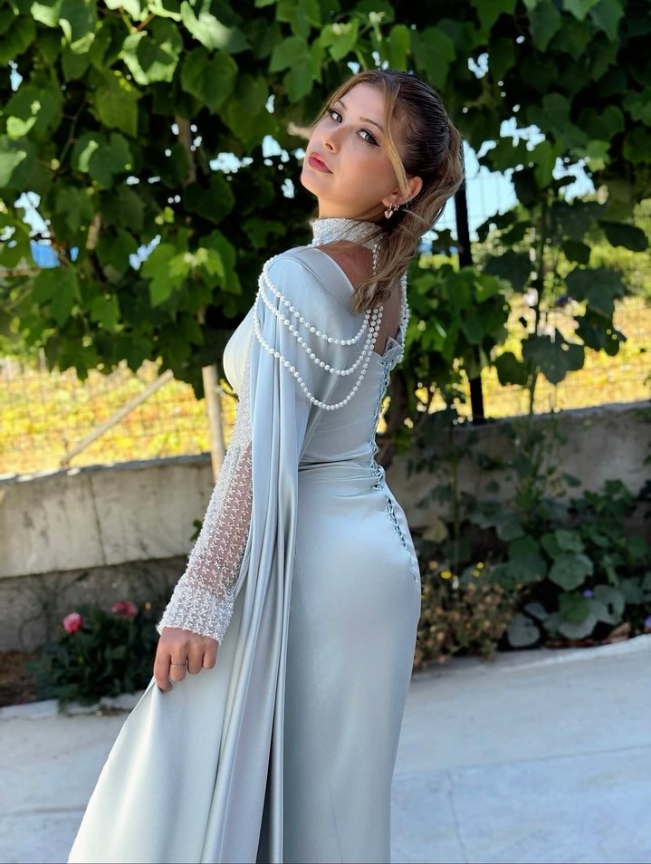 İnci Dokunuşlu Abiye Elbise - Görsel 3