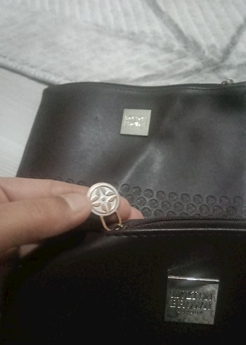 Kahverngi Deri Kadın Makyaj Çantası durmaktan fermaar renk atmis - Görsel 4