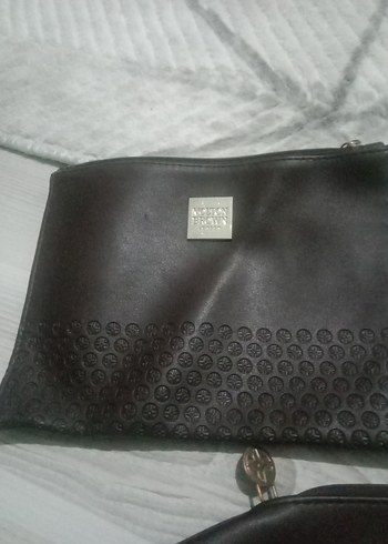 Kahverngi Deri Kadın Makyaj Çantası durmaktan fermaar renk atmis - Görsel 3