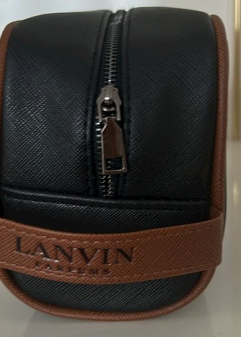 Kahverengi Deri Kadın Makyaj Çantsı lanvin erkek kadın idaal boy - Görsel 4