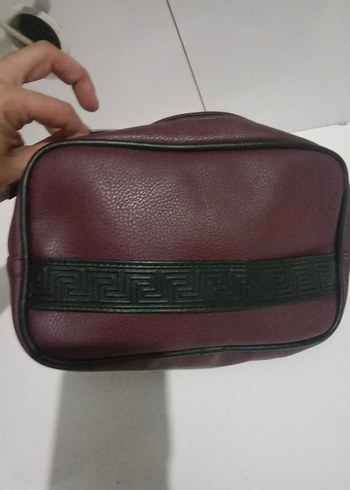 Bordo Deri Kadın Makyaj Çantası versace - Görsel 6
