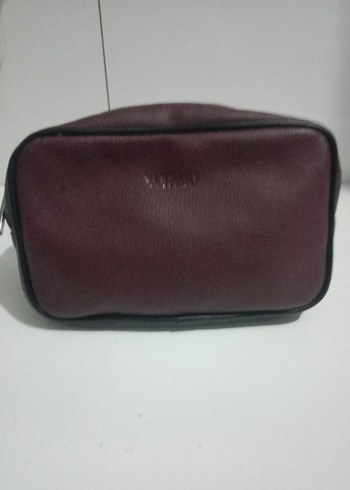 Bordo Deri Kadın Makyaj Çantası versace - Görsel 3