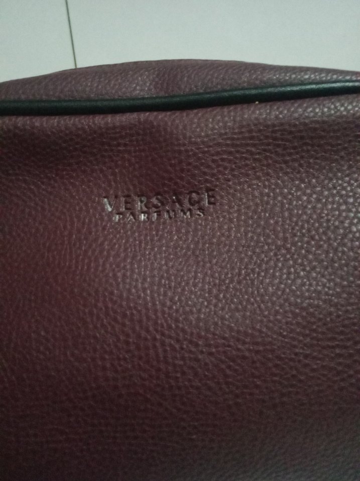 Bordo Deri Kadın Makyaj Çantası versace - Görsel 2