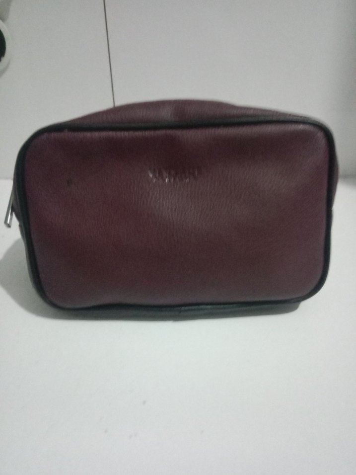 Bordo Deri Kadın Makyaj Çantası versace - Görsel 3