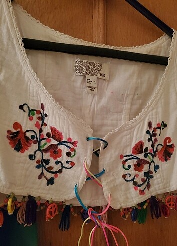 s Beden etnik mini yelek şifon gömlek