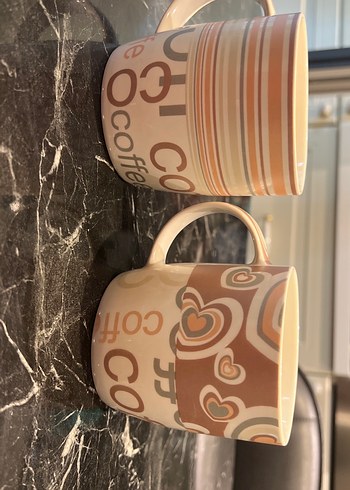 Pastel Kahverengi Desenli Seramik Kupa - Görsel 2