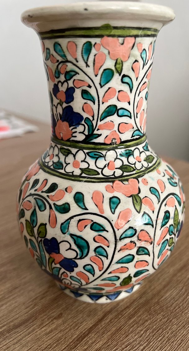 Çiçek Desenli çini el boyaması Vazo - Görsel 4
