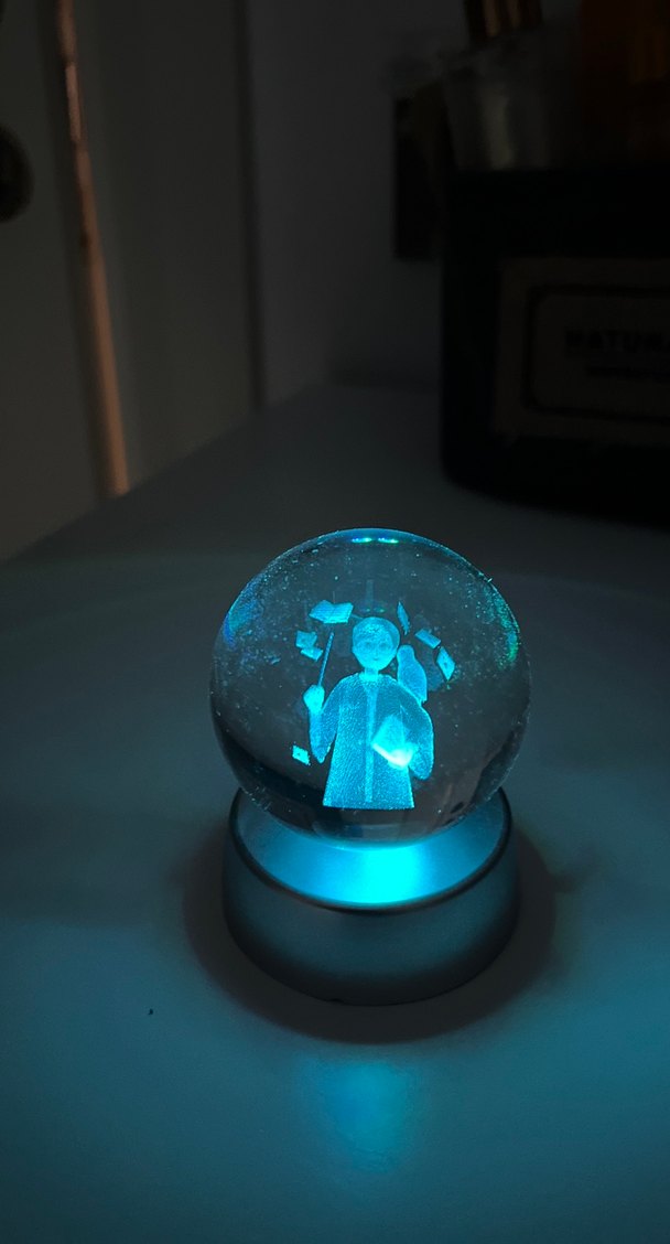 Harry potter Altın ve Gri Kristal Küre Lambası - Görsel 5