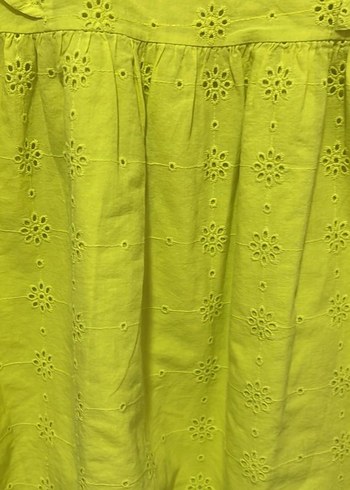 Fıstık yeşili Nakışlı Fırfırlı Kız Elbisesi - Görsel 3