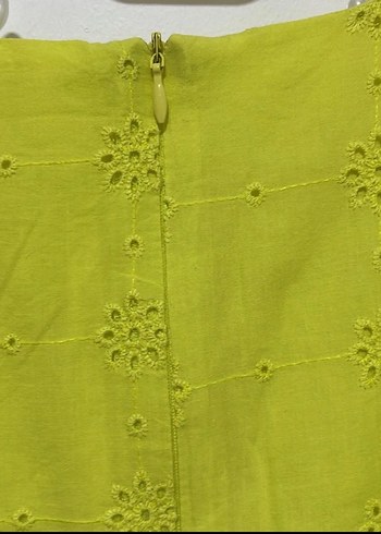 Fıstık yeşili Nakışlı Fırfırlı Kız Elbisesi - Görsel 6