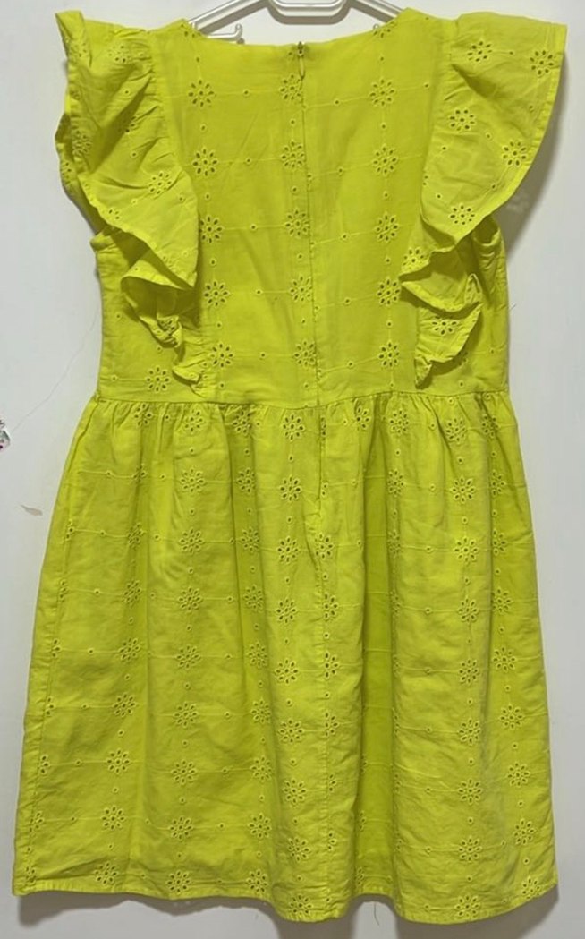 Fıstık yeşili Nakışlı Fırfırlı Kız Elbisesi - Görsel 5