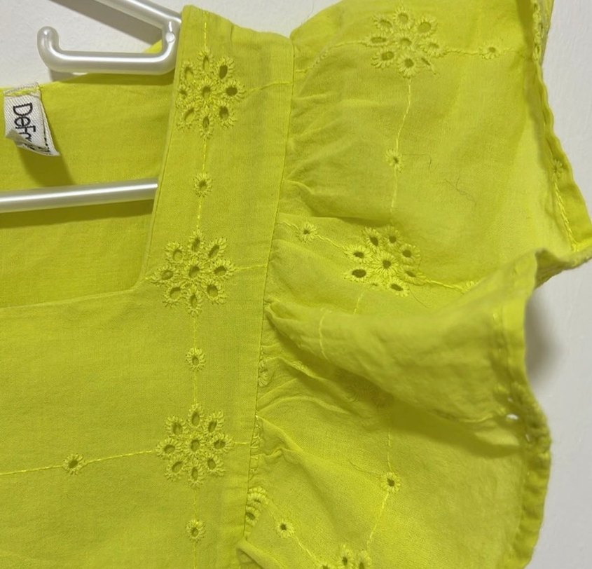 Fıstık yeşili Nakışlı Fırfırlı Kız Elbisesi - Görsel 4