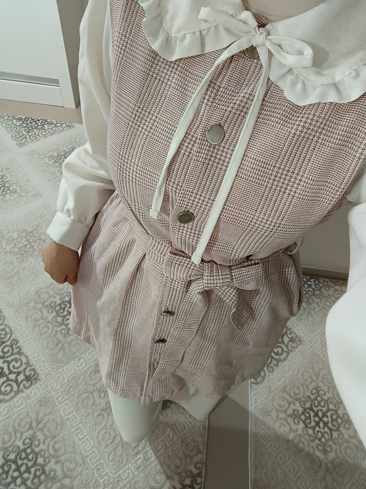 Pembe Kareli Düğmeli Gömlek - Görsel 2