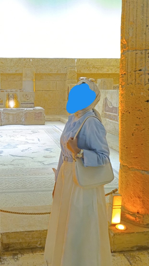 Mavi kemerli crop gömlek - Görsel 2