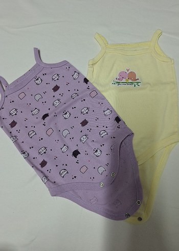 Mor Baskılı Örme Askılı Bebek Body - Görsel 2