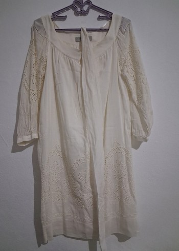 Bohem Midi Beyaz Kadın Elbise - Görsel 5