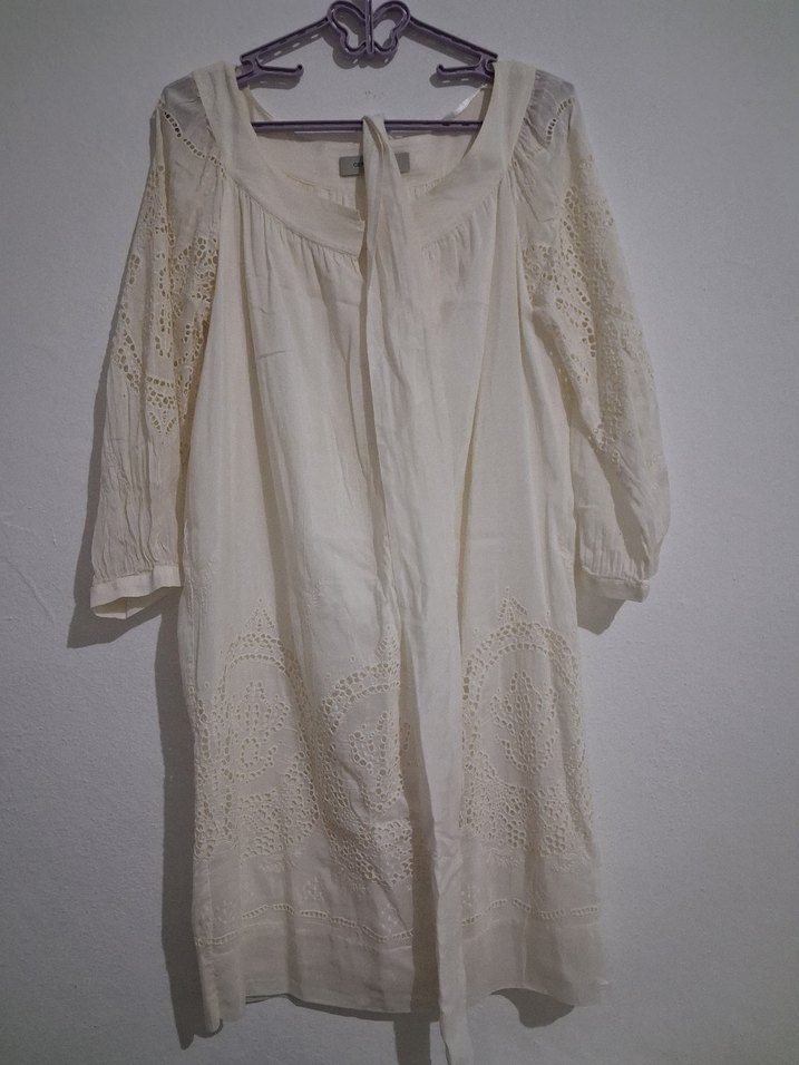 Bohem Midi Beyaz Kadın Elbise - Görsel 5