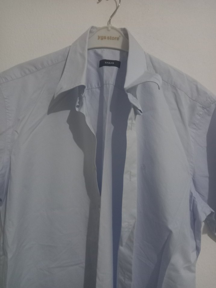 Erkek Mavi Kısa Kollu Gömlek - Görsel 2