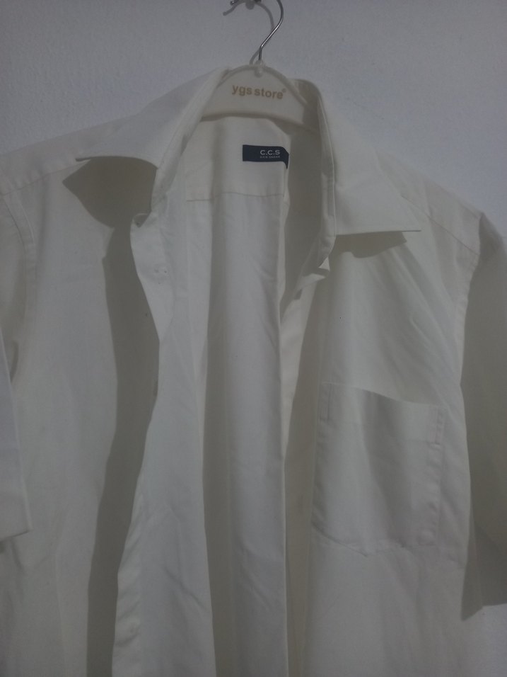 Krem Kısa Kollu Erkek Gömlek - Görsel 3