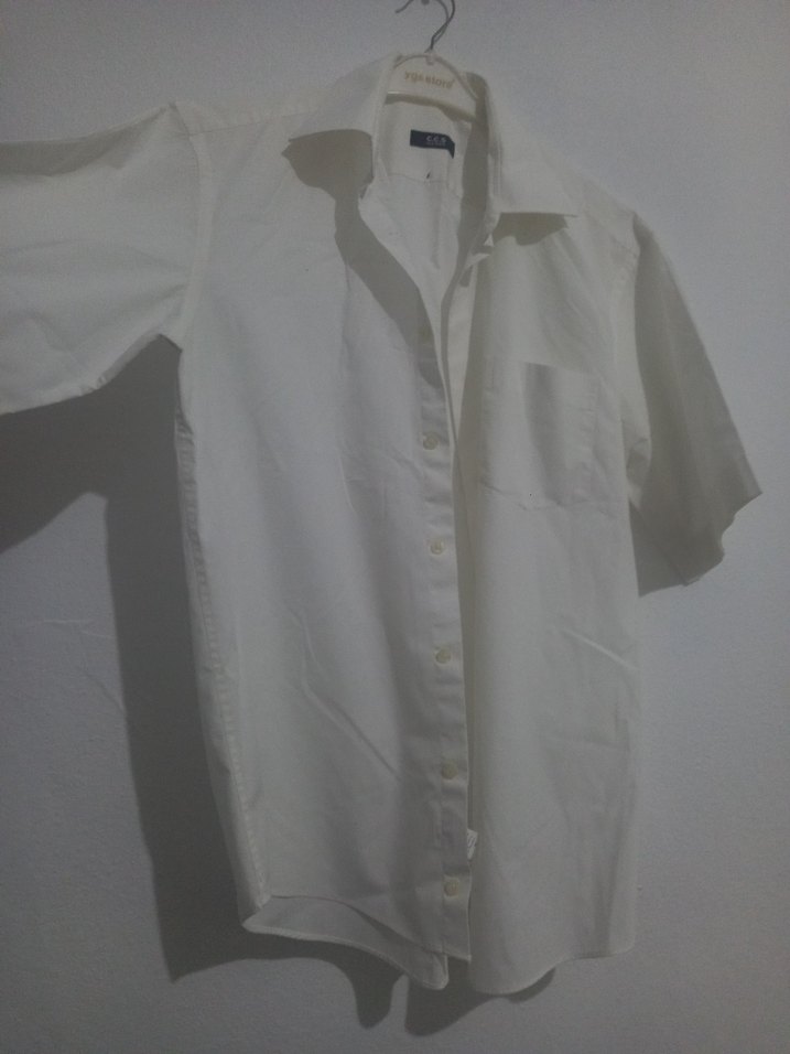 Krem Kısa Kollu Erkek Gömlek - Görsel 2