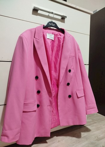 Stradivarius Düğmeli Pembe Kadın Blazer Ceket